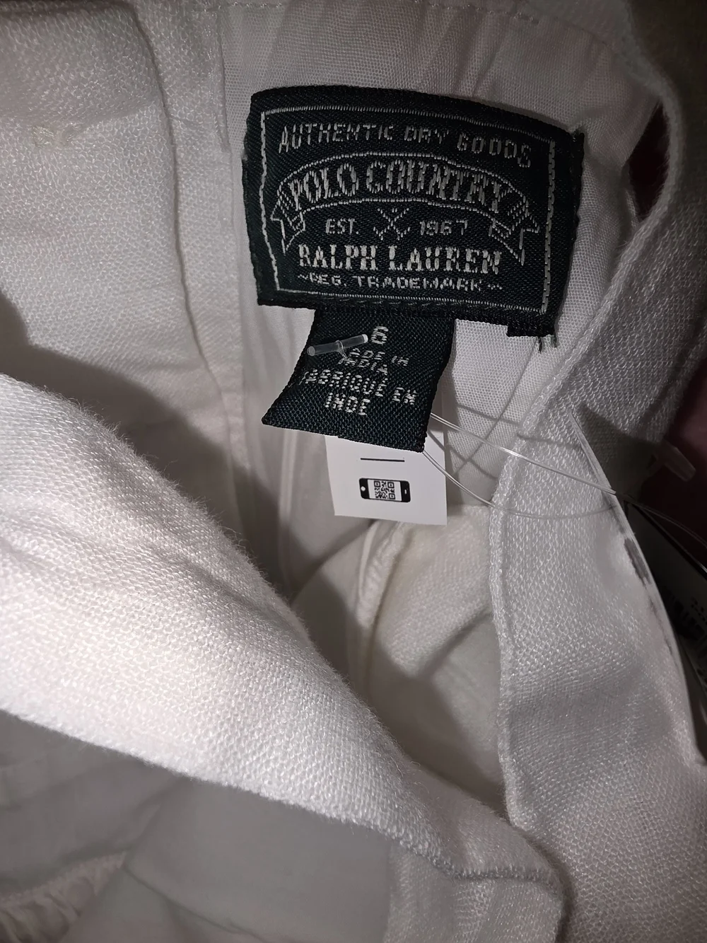 Ralph Lauren White Linen Dress with Multicolor Floral Embroidery Size 6 Girls